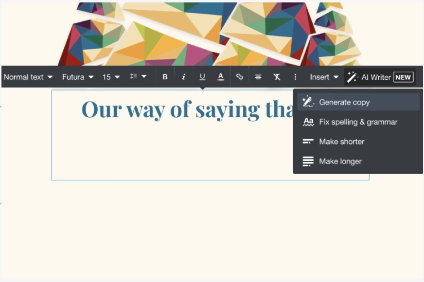 ai writer in email editor