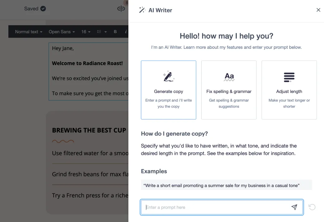 Hosted signup page
