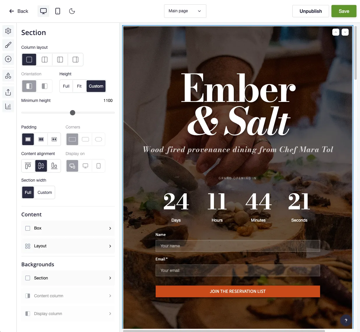 Hosted landing page