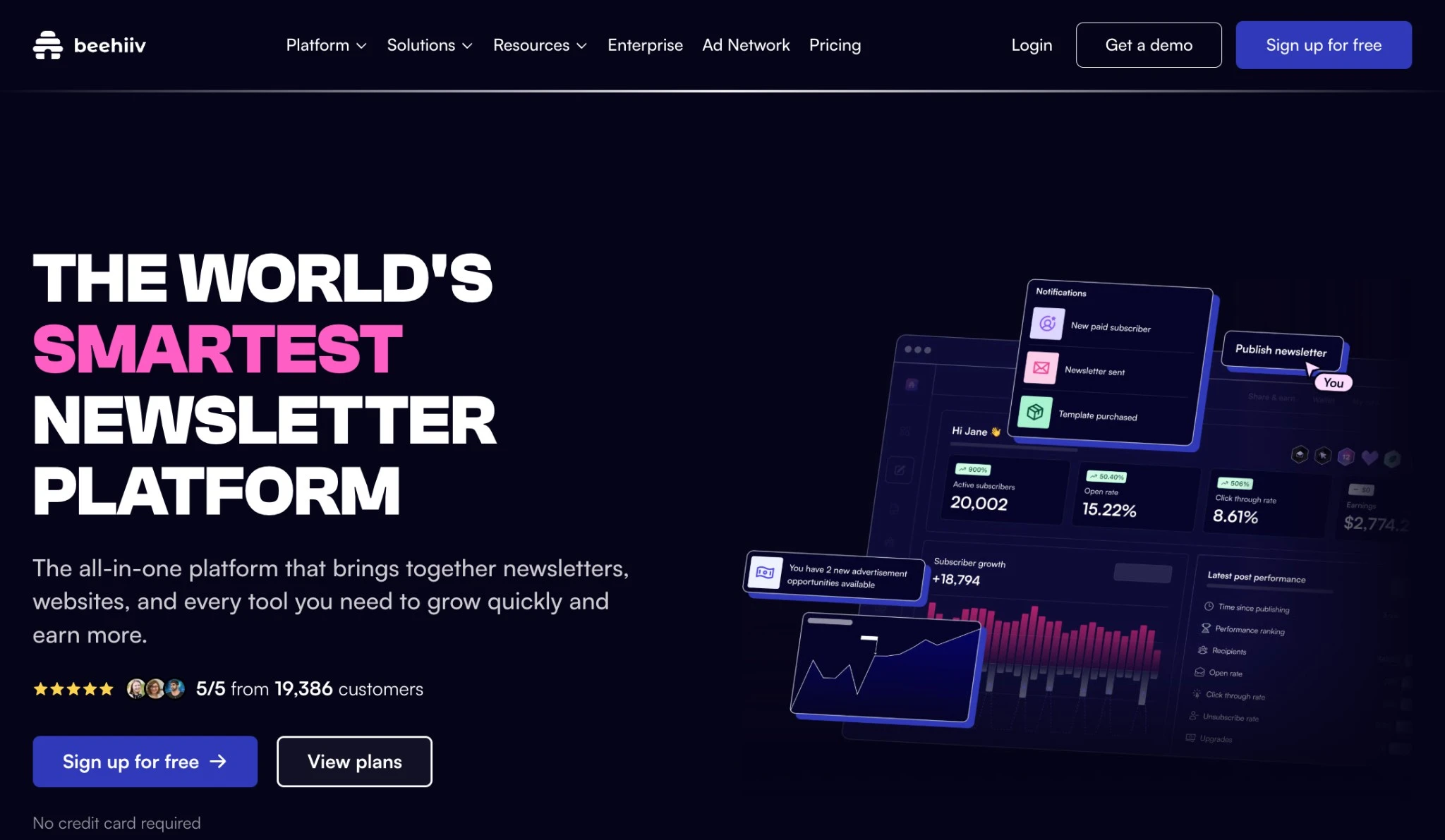Beehiiv - Perfect for creator monetization, paid subscriptions, and built-in referral tools
