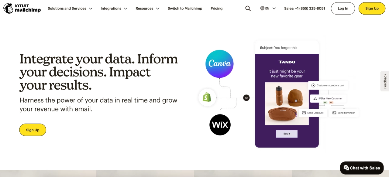 mailchimp homepage