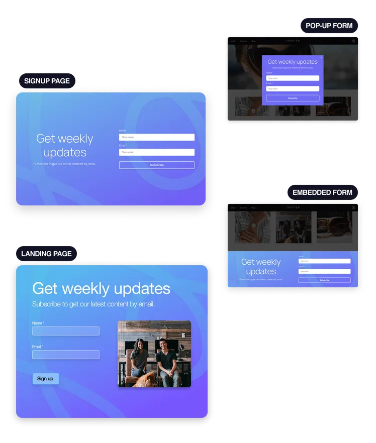 Overview of signup forms