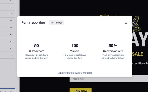 signup form reporting