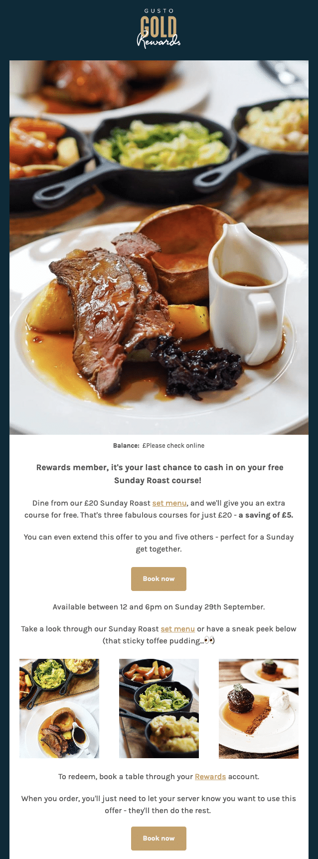 Rewards SD Sunday Lunch