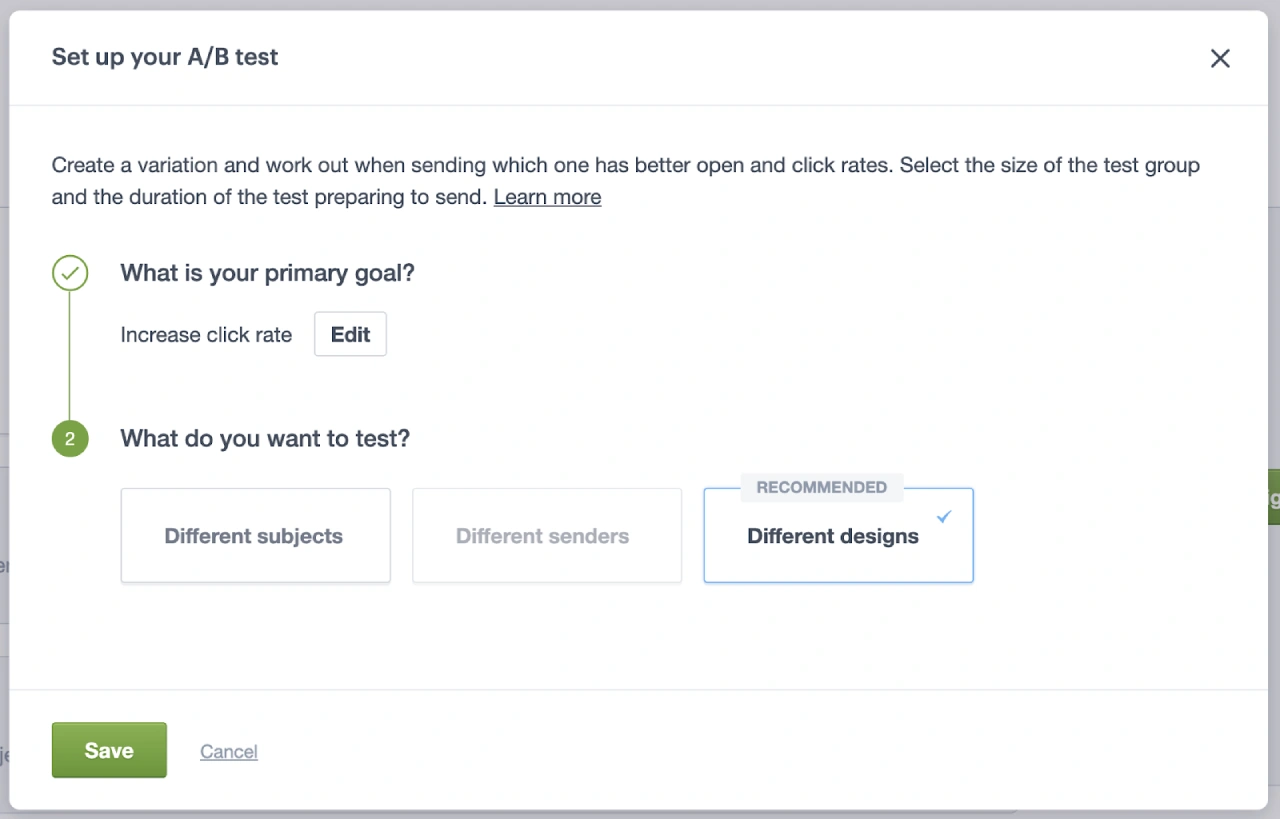set-up your a/b test set-up your a/b test
