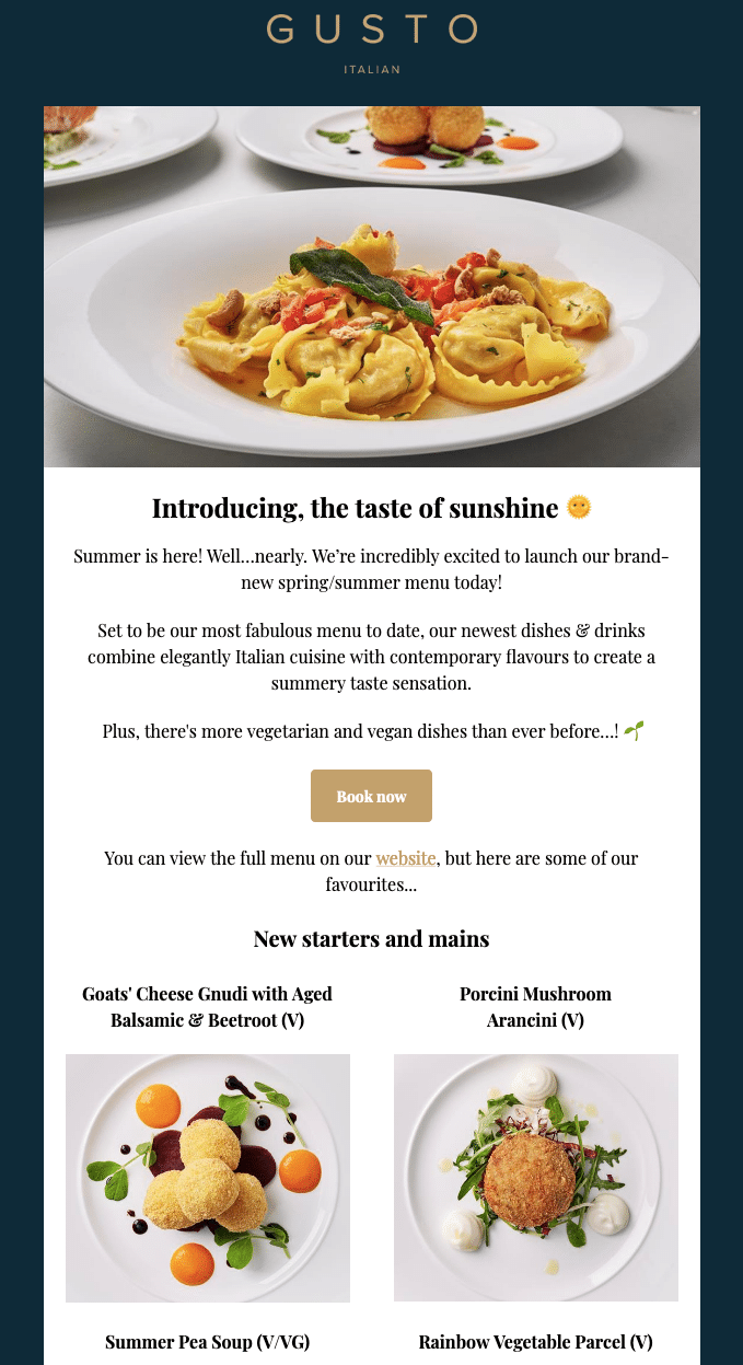 Spring Summer Menu